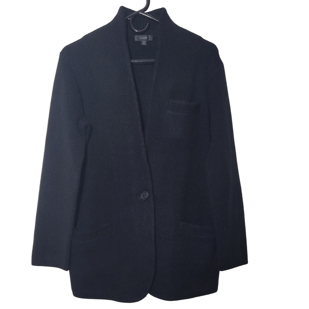 J.Crew Womens ‎ Black Cardigan Sweater Blazer Jacket XS Single Button Pocketed